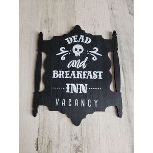 Halloween dead breakfast inn vacancy sign skull prop home decor